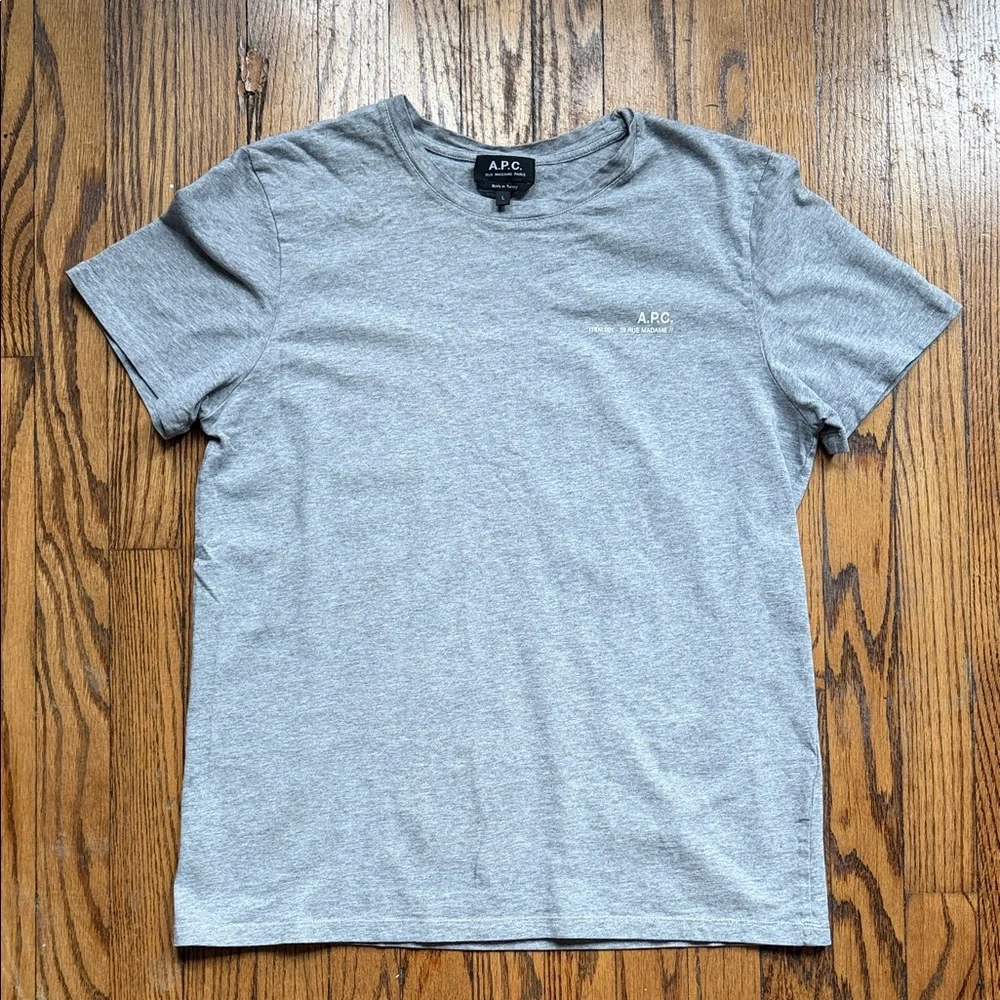 A.P.C. Light Gray Short Sleeve Tee - Picture 1 of 6